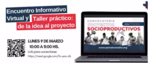 Se realizará un taller virtual para acompañar la formulación de proyectos socioproductivos